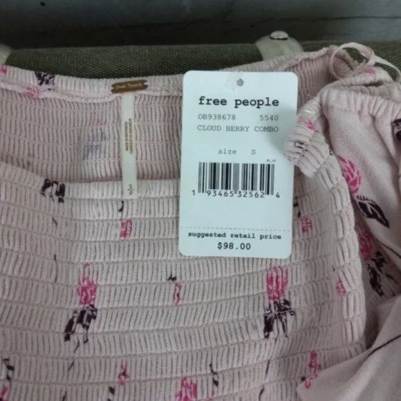 Free People Lana Off The Shoulder Smocked Top Pink - Picture 4 of 5